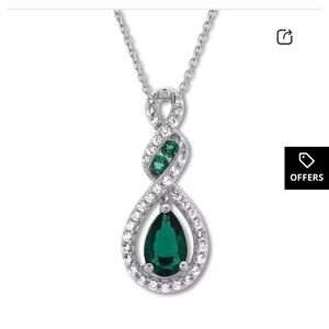 Lab-Created Emerald Necklace Sterling Silver